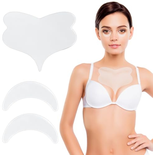 Almohadilla de Arrugas en Pecho, Parches de Arruga en Ojos, Silicona Reutilizable Almohadilla para Arrugas del Pecho, Reafirmante Tonificante