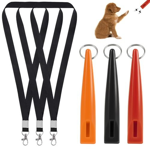 Arvoni 3 Pcs Dog Whistle Professional, Dog Training Whistle with Loud, Dog Whistle with Lanyard and Keychain, Whistles Three Colors Available for Barking and Recall