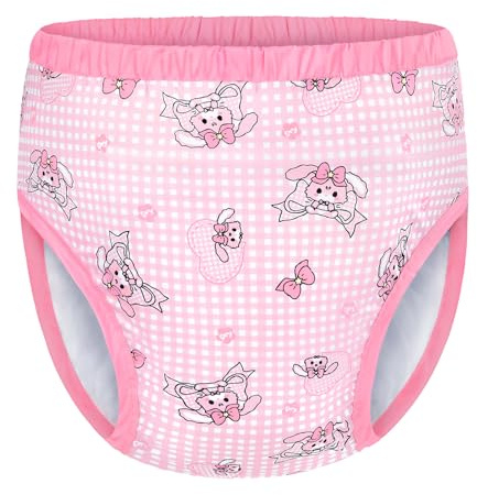 LittleForBig mjuka sidenunderkläder bekväma tvättbara återanvändbara träningsbyxor för vuxna – bunnies & rosetter Usagi rosa S