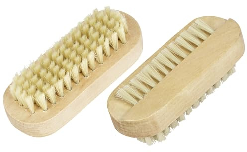 AYBUY Spazzola per unghie in legno, 2 pezzi Spazzola per unghie double face, Spazzolino per unghia mani per manicure e pedicure