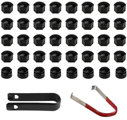 40 tapones para tuercas de rueda de 17 mm, 8 spc antirrobo, 32 tapas de tornillos normales, tapas para tornillos de rueda y cubierta de tornillos, tapas para herramientas de extracción de tornillos