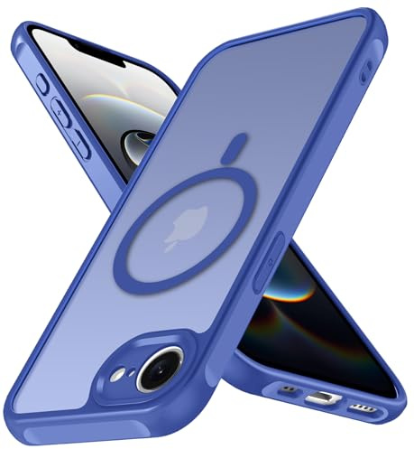 ivoler matt havsblå magnetiskt fodral för iPhone 17e/iPhone 16e, med Magnetisk trådlös laddning, [militärstandard fallskydd] stötsäker reptålig baksida skyddsfodral tunn silikon mobiltelefonfodral