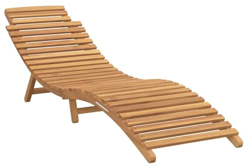 Fisinber Tumbona de jardín marrón 198 x 55 x 58,5 cm de madera maciza de teca, tumbona de jardín ergonómica con cojín de asiento, moderna tumbona de relax para jardín, terraza y balcón