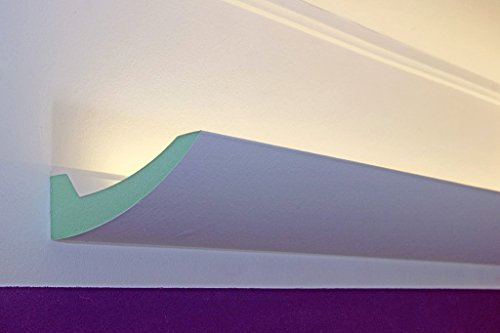 BENDU LED-Lichtvouten-Profil für indirekte Beleuchtung-Decke DBKL-125-PR | 125x65mm BxH | Stuck-Leiste, Trockenbauprofil aus Hartschaum XPS | Wandprofil modern geradlinig