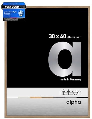 nielsen Alpha Oak Aluminium Picture Frame - 30x40cm - with Float Glass and Easy Push-Turn Clips - For Photos and Art