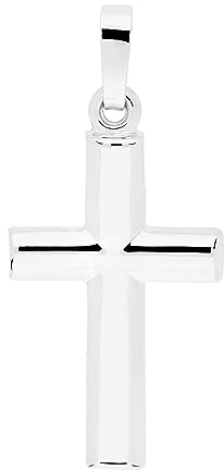 My Gold Damen Herren Kinder Kreuz Anhänger Weißgold 750 (Ohne Kette) Echtes Gold (18 Karat) 25mm x 12mm Goldkreuz Rose Angle A-02218-G511