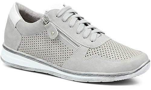 Pavers Women's Breathable Lace-Up Trainers in Grey - Shoes with Supportive Insole & Metallic Accents - Ladies Sports Footwear - Size UK 5 / EU 38