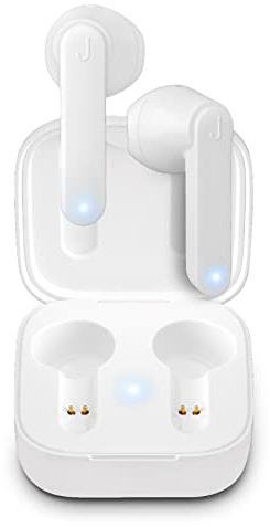 JAZ SBS Auricolari Sweet True Wireless Stereo Bianchi, Basetta di Ricarica Tascabile 300 mAh, Controlli Touch per Chiamate e Musica, Compatibili iPhone, Samsung, Xiaomi, Oppo, Huawei