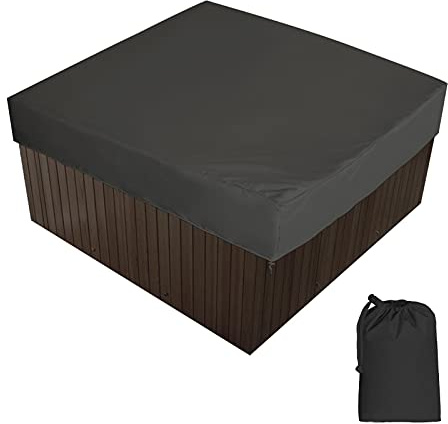 Vattentät SPA-överdrag Utomhus fyrkantigt badtunnaskydd Badkar Pool Skyddsöverdrag Anti-UV Dammtät med en förvaringsväska 7 storlekar Välj,Black,210x210x30cm