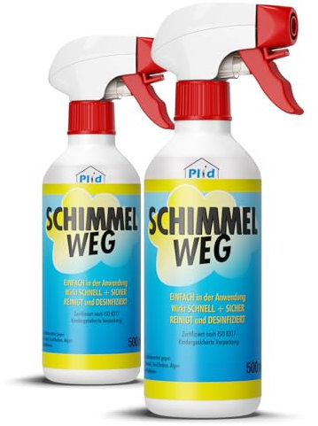PLID® Schimmelentferner Wand 1l [INNOVATIVER HAFTEFFEKT] - Schimmelspray für Bad, Tapete, Fugen, Wand innen und außen - Anti Schimmel Spray - Schimmelentferner Spray Schimmel Vernichter - Chlorhaltig