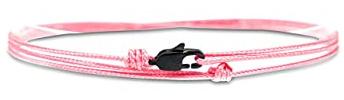 Made by Nami Bracelet Homme Corde Réglable - Micro Cord avec Mousqueton Acier Inoxydable Noir Rose