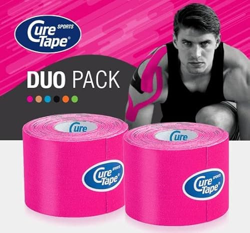 CureTape® Kinesiotapes | 2 Kinesiologie Tape Rollen | Wasserfestes & Latexfreies Kinesiotape | Hautfreundliches Physio Tape | Sporttape für Verletzungen & Beschwerden | Vorteilsset | 5cm x 5m | Rosa