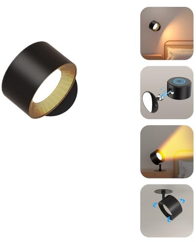 Amicool Wandleuchte Innen,Wandlampe Wandlichter ohne bohren und stromanschluss, leselicht Dimmbar Akku, Leuchten für Kinder Touch 4 Helligkeitsstufen 3 Farbmodi 360° drehbare für Schlafzimmer