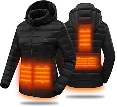 HEWINZE Beheizbare Jacke herren mit kapuze,softshell warme winterjacke herren mit akku 7.4V ,motorrad jacke für Outdoor Wandern Jagd Motorrad Camping