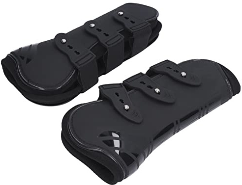 Airshi Guêtres de Cheval, Protège-Tendon de Cheval en Néoprène PU Confortable pour Les Compétitions (Pattes Avant Noires L)