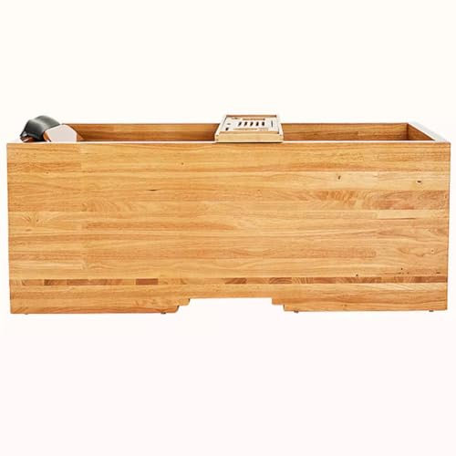 MegLob Wooden Free Standing Bathtub Kit, Rectangle Solid Wood Bathtub with Chair & Bath Tray, Traditional Japanese Wooden Soaking Tub Kit, Spa/Beauty Salon Deep Soaker,190cm/74.80in