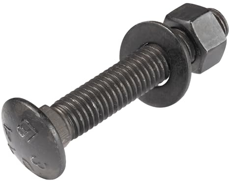 1/2 in. x 3 in. Black Carriage Bolt Kit Includes 12 Bolts, 12 Washers, and 12 Nuts, Ceramic Black Ruspert Coated for Exterior Use - 2X Rust Resistance of Galvanized by Makers Bolt