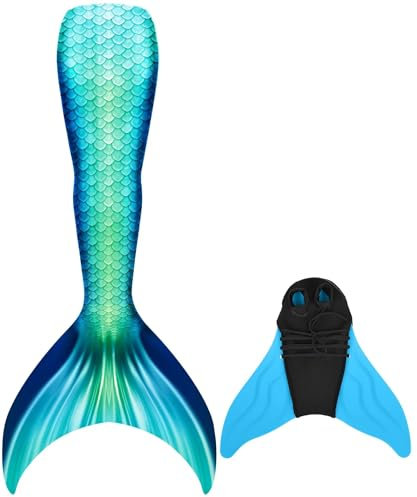 shepretty Meerjungfrauenflosse Mädchen, Mehrfarbig Badeanzug für Damen und Kind, dalanM10, M