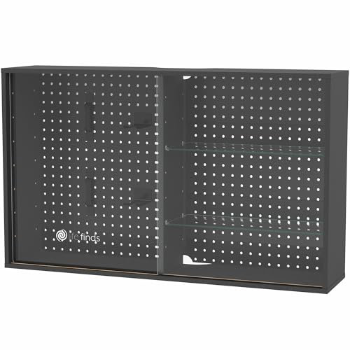 Life Finds Stecktafel-Schrank mit Glastür, Wandmontage oder freistehender Aufbewahrungsvitrine, schwarz, LF-GDPC1