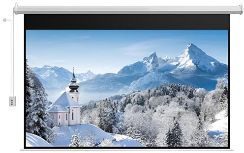 XOBRJQZ Motorized Projector Screen with Remote Control, 16:9 4K HD Mounted Movie Screen for Home Theater Movie Office Game, Wall/Ceiling Mount(60 inch)