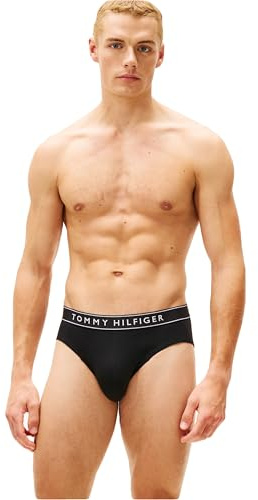 Tommy Hilfiger Uomo Slip Hipster Confezione da 3 con Fascia con Logo, Multicolore (Blk/Drk Ash/Wht), L