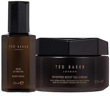 New T. Baker Rose & Orchid Body Spray Bundle, Body Spray 50ml and T. Baker Rose & Orchid Whipped Body Oil Crème 300ml