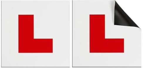 Fully Magnetic L Plates | 2 Pcs | 18 cm x 18cm | Car Learner Driver | UK | Red | Strong | Easy to Remove | without Scratching Painting off | All Weather - By Best House - (Pack of 2)