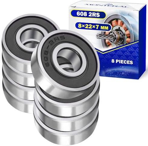 8 Stück Kugellager 608 2RS für den Motor mit Größe 8x22x7 mm - MONTERAL