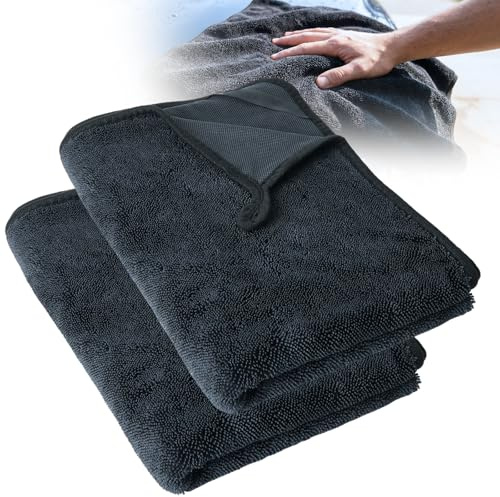 LURICO 2 Pezzi Microfibra Auto XXl, 60X90 Cm Panni Microfibra Ultra Assorbente, Asciugatura Rapida Senza Striature, Asciugamano da Bagno, Panno Asciugatura Per Auto, Moto o La Casa Pulizia