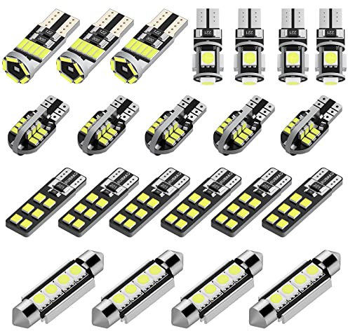 Justech Can-bus Error Free LED SMD Bulbs Kit Set Spare Parts for Car Interior Dome Map Door Courtesy License Plate Lights Festoon C5W T10 168 194 2825 Xenon-White