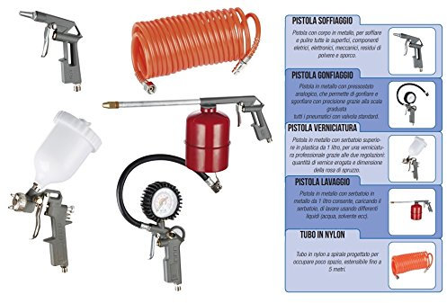 Kit di accessori per compressore 5 pz attacco rapido - 65605