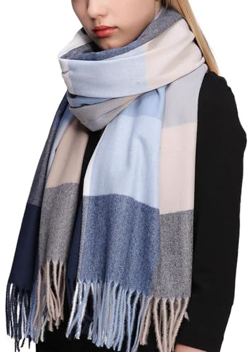 RIIQIICHY Winter Tartan Ladies Scarf Women Warm Blanket Pashmina Shawls and Wraps Chritmas Gifts