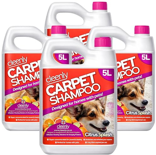 Cleenly Pet Carpet Shampoo Cleaner Solution 20L - Citrus Splash Fragrance - Safe for All Carpet Cleaning Machines - Effectively Removes Dog, Cat, Odours, Urine/Wee Smells