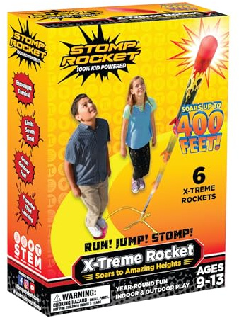 Stomp Rocket L`Original X-Treme Rocket Recharges - 6 fusées Compatible Uniquement avec Le STOMP ROCKET X-Treme - Jouet de fusée d'extérieur pour garçons et Filles - À partir de 9 Ans