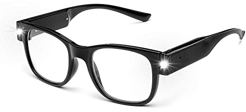 OKH Lunettes de Lecture avec Lumière, Lecteurs Éclairés par LED Rechargeables, Vision Claire et Lumineuse pour Femmes Hommes Lecture de Nuit (Noir 2.0)