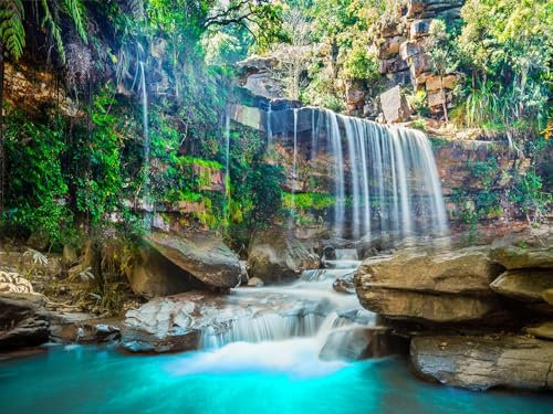 Wesmilewallpaper Papier Peint Panoramique Tapisserie Murales Chute D'Eau Rivière Sommet De La Montagne Paysages Naturels 350x245cm Intissé Soie Poster Geant Mural Salon Chambre