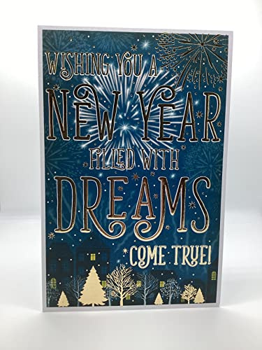 Words N Wishes New Year Greeting Card - Wishing You A New Year Filled with Dreams Come True!