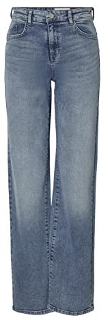 Noisy may Damen Wide Leg Jeans Normal Waist Straight Denim Stretch Hose Stoned Design NMYOLANDA, Farben:Blau, Größe:30W / 30L, Beinlänge:L30