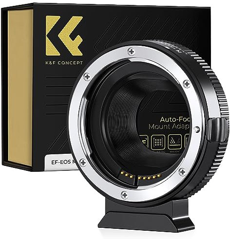 K&F CONCEPT EF-EOS M Auto Focus Lens Adapter, Electronic EF EF-S Lens to EOS-M Camera Converter with Removable Tripod Mount, Compatible with Canon EOS M3 M5 M6 M10 M50 M100 M200