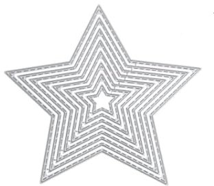 Silver Five-Pointed Star Cutting Dies, Geometric Set Cutting Embossing Stencils for Scrapbooking Album Cards Crafts Cutting Dies