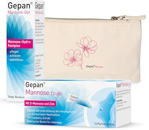 Gepan Mannose Set mit gratis Kosmetiktasche | Gepan Gel & to go| Intimpflege mit Schutzfaktor | Unterstützt die Haut im äußeren Intimbereich beim Schutz vor Infektionen, z.B. einer Blasenentzündung