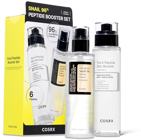COSRX Snail Mucin 96 Peptide Booster Skincare Set, Korean Skincare Gift Set for Glowing Skin, Christmas Gifts & Stocking Stuffers for Women and Teen Girls, Snail Mucin & Peptide Face Serums