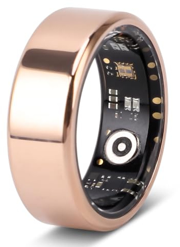 Smart Ring Health Tracker, Sömnspårning Bärbara Vattentäta Bluetooth Fitness Tracker-ringar med 24 Timmars övervakning, 5-7 Dagars Batteritid, Storlek 8 (Rose guld)