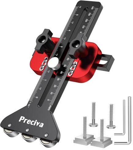 Preciva Thin Rip Table Saw Jig - 3 Pulleys Thin Rip Jig for Making Repetitive Narrow Strip Cuts, Table Saw Guide Fits for 3/8“ x 3/4” U Slot and 1/4“ x 3/8” T Slot