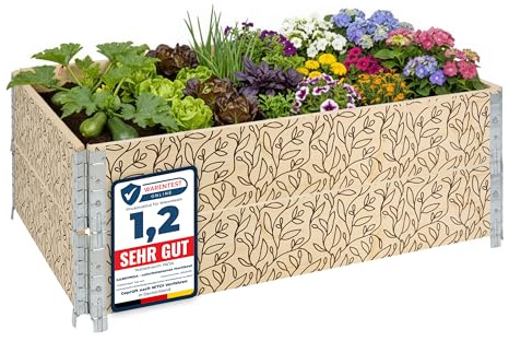 Garronda Jardinera Elevada de Madera con Diseño – Huerto Urbano para Plantas, Flores, Hierbas, Frutas y Verduras, Caja de Almacenamiento con Impresión Decorativa GD-0075 (Hoja, 2 pzs)