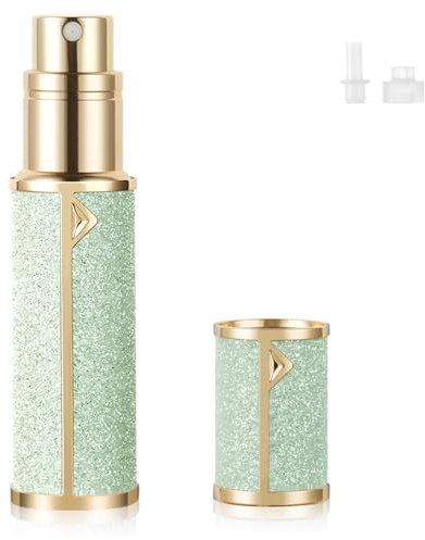 LOPHE Perfume Travel Bottle, 5ML Luxurious Perfume Atomiser Refillable, Shining Perfume Spray Bottle, Easy to Refill Perfume Atomiser for Women Men (Shining Green)