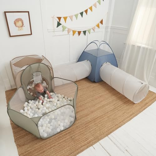 Large Kids Play Tent and Tunnel Toy Set for Toddlers - Fun 5-Piece Tent, Tunnel & Ball Pit Set with Basketball Hoop - A Great Gift for Babies that Sets Up in Seconds for Unlimited Indoor Fun