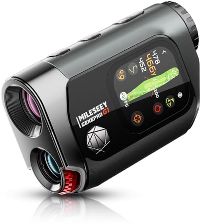 MILESEEY GenePro G1 Touchscreen & GPS Rangefinder with Slope, 43000+ Preloaded Courses, 1300 Yards Laser Range Finder Golf with Red & Green Display, 0.1s Flag Pole Locking Vibration, 6X Magnification