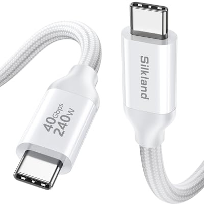Silkland 40Gbps USB4 per Cavo Thunderbolt 4 0.3M, 8K/Dual 4K, Ricarica Rapida 240W, Compatibile con Thunderbolt 5, MacBook M4 Pro, SSD, Dock, USB-C