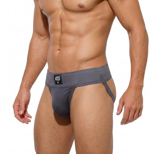 KD Willmax Jockstrap i ekologisk bomull, gymstöd – 7,6 cm midjeband, mjuk och hållbar, Grå förpackning 1, L
